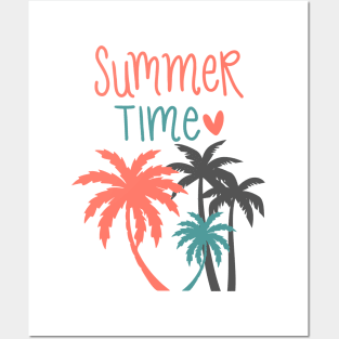 Summer Time Heart Tropical Palm Trees Posters and Art